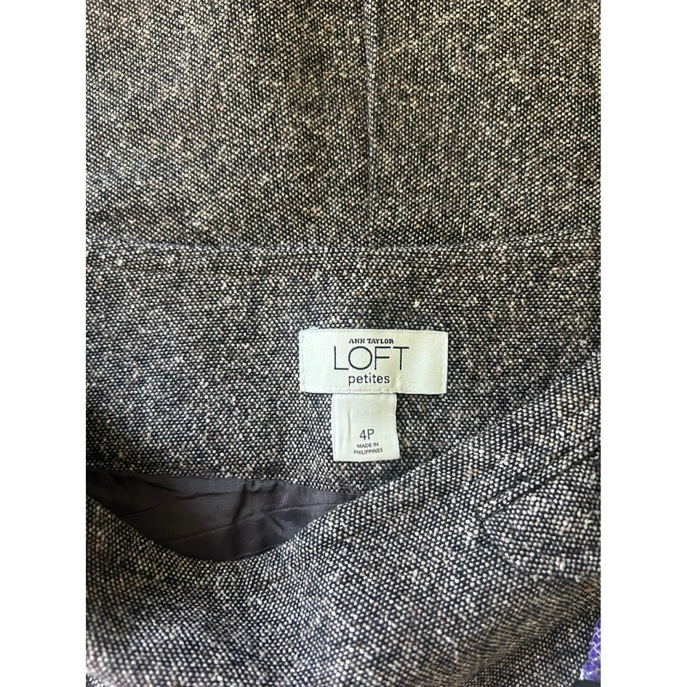 LOFT Charcoal Gray Wool Silk Pleated Mini Skirt | Womens 4P | Preppy Chic - Picture 4 of 7